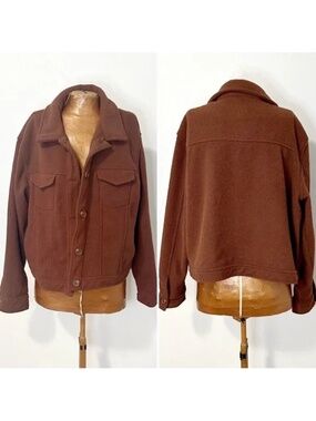 Joie Brown Textured Utility Jacket XL NWOT Cropped Chore Jacket